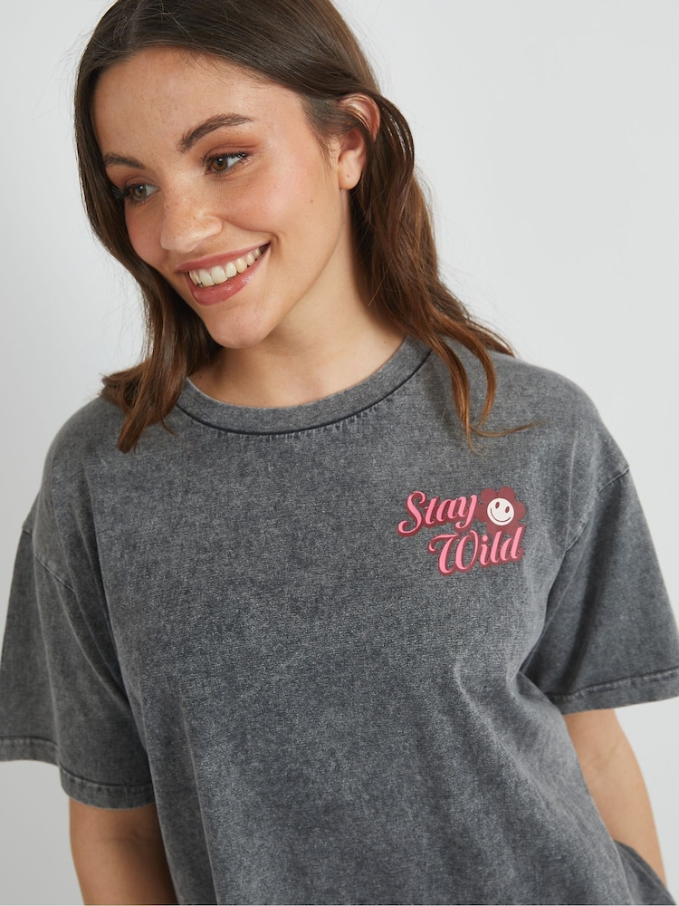 Skinnydip Grey Stay Wild T-Shirt - Image 5 of 5