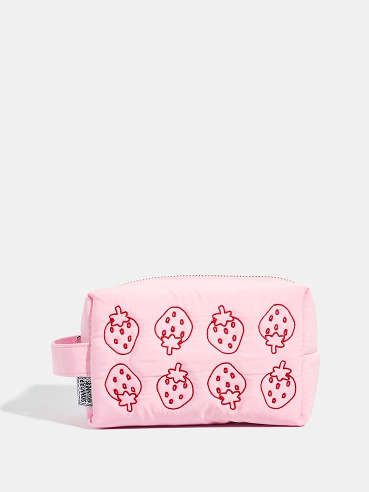 Skinnydip Pink Strawberry Quilted Makeup Bag - Image 1 of 5