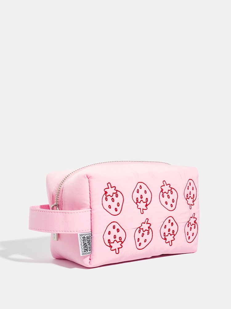 Skinnydip Pink Strawberry Quilted Makeup Bag - Image 3 of 5