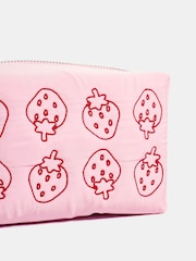 Skinnydip Pink Strawberry Quilted Makeup Bag - Image 4 of 5