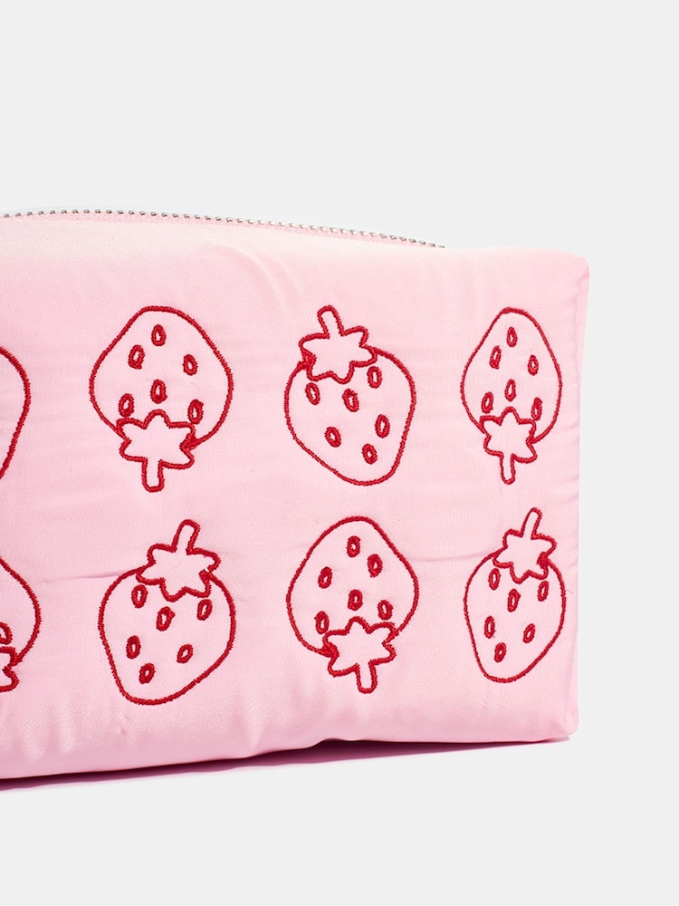 Skinnydip Pink Strawberry Quilted Makeup Bag - Image 4 of 5