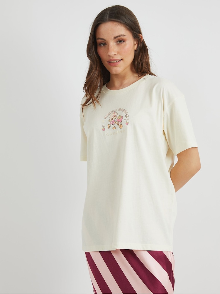 Skinnydip Cream Strawberry Shortcake x Stay Wild T-Shirt - Image 2 of 4 Skinnydip Cream Strawberry Shortcake x Stay Wild T-Shirt - Image 2 of 4