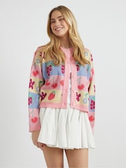 Skinnydip Pink Fruity Stripe Knitted Cardigan - Image 2 of 4