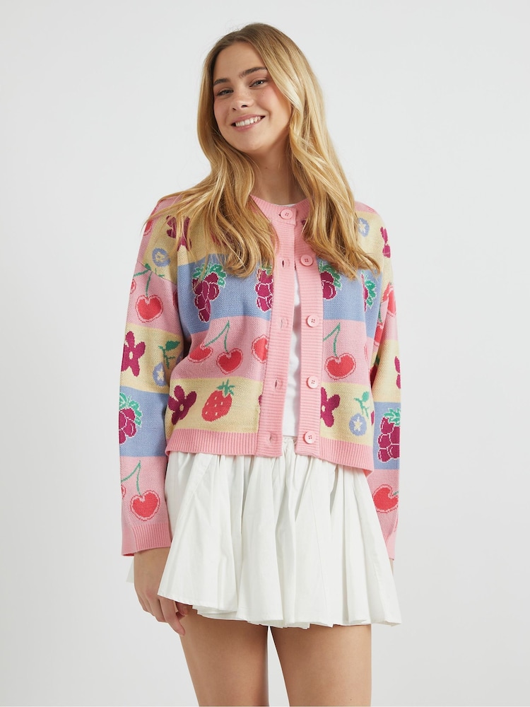 Skinnydip Pink Fruity Stripe Knitted Cardigan - Image 2 of 4