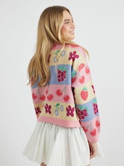 Skinnydip Pink Fruity Stripe Knitted Cardigan - Image 3 of 4