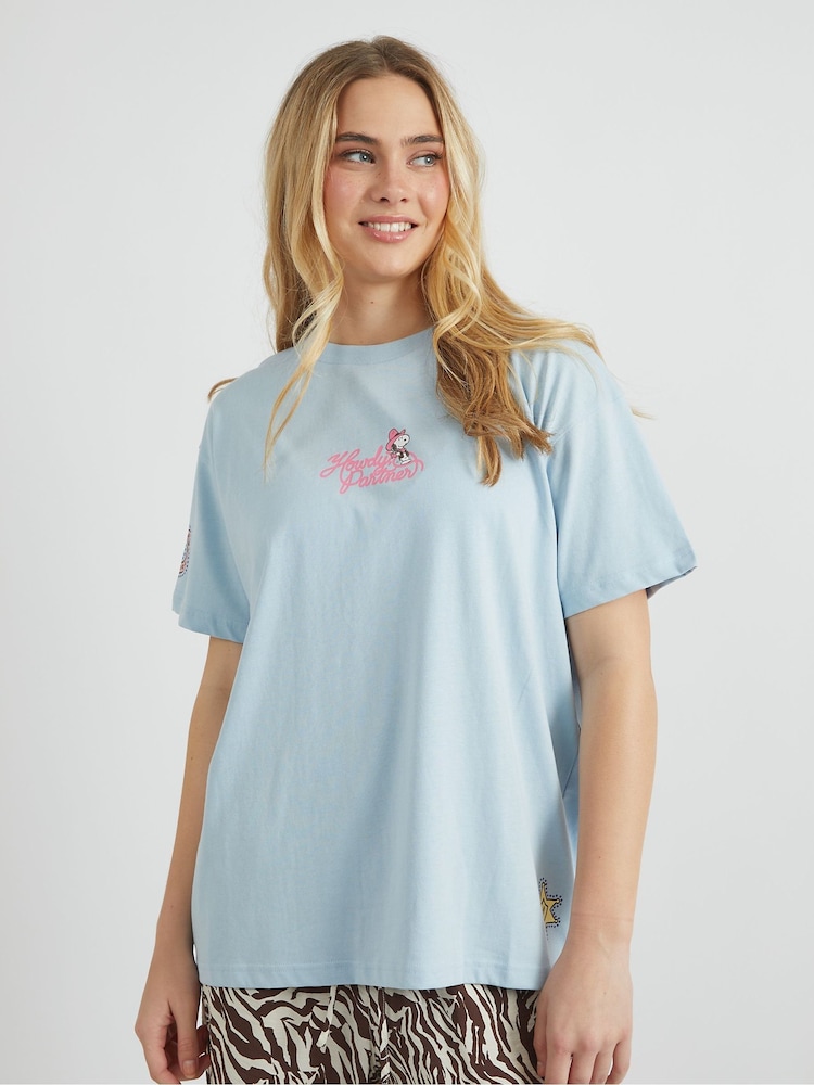 Skinnydip Blue Peanuts x Snoopy Howdy Partner 100% Cotton T-Shirt - Image 2 of 5