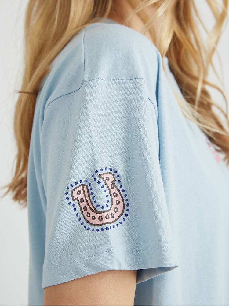 Skinnydip Blue Peanuts x Snoopy Howdy Partner 100% Cotton T-Shirt - Image 4 of 5