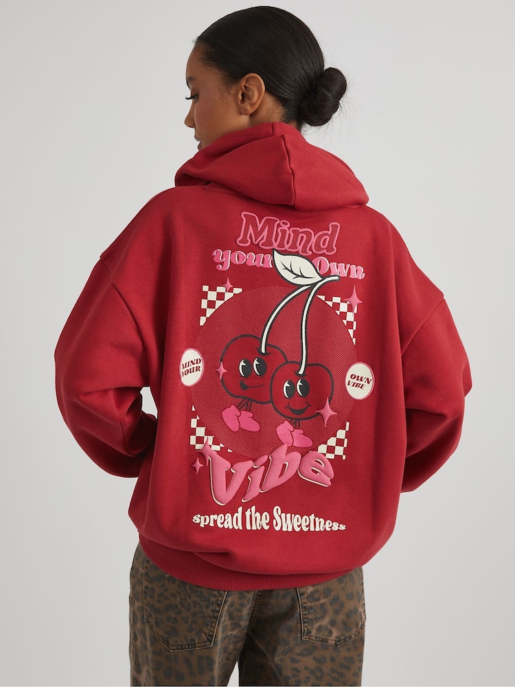Skinnydip Red Mind Your Own Vibe Cherry Hoodie - Image 4 of 4