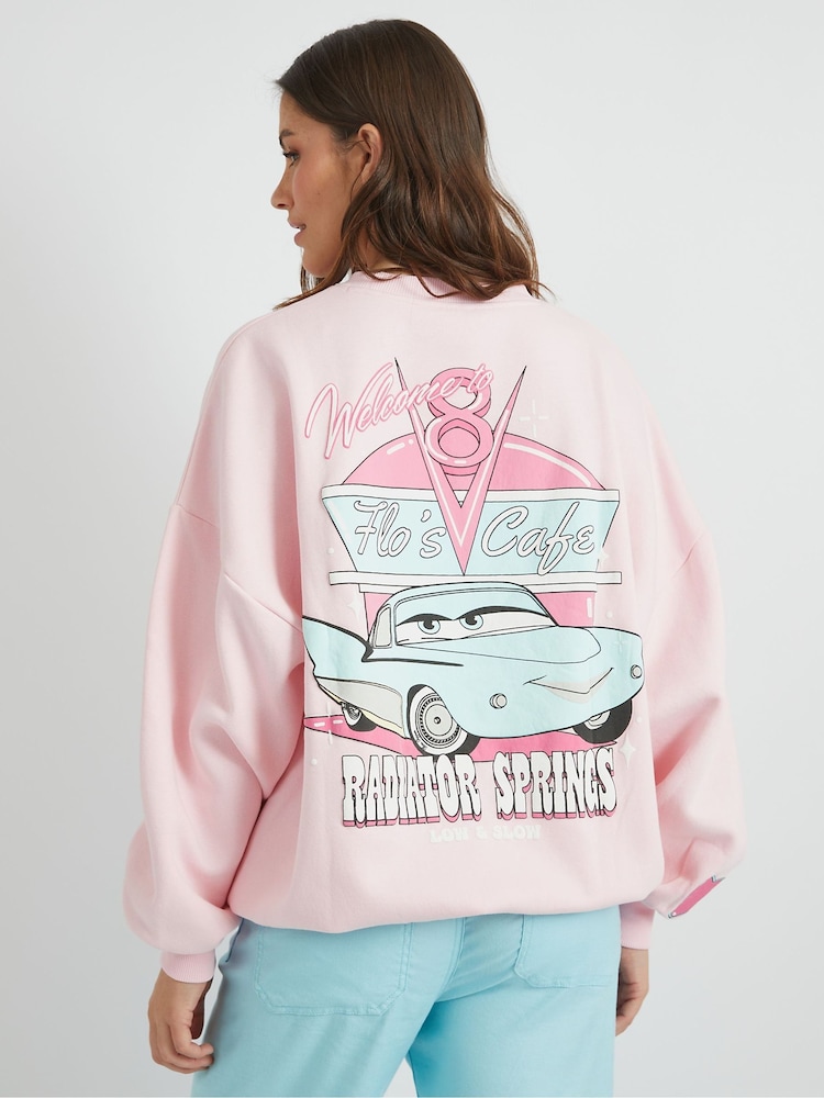 Skinnydip Barbie Pink Disney Cars Flo's Cafe Sweatshirt - Image 2 of 5