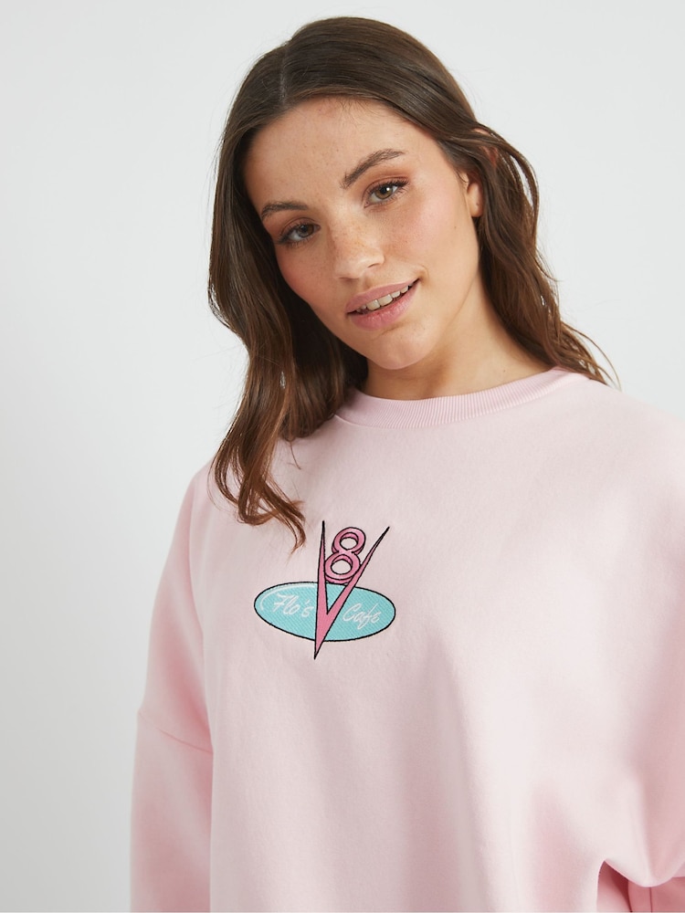 Skinnydip Barbie Pink Disney Cars Flo's Cafe Sweatshirt - Image 5 of 5 Skinnydip Barbie Pink Disney Cars Flo's Cafe Sweatshirt - Image 5 of 5
