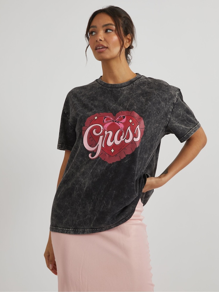 Skinnydip Grey Gross T-Shirt in Acid Wash - Image 2 of 4