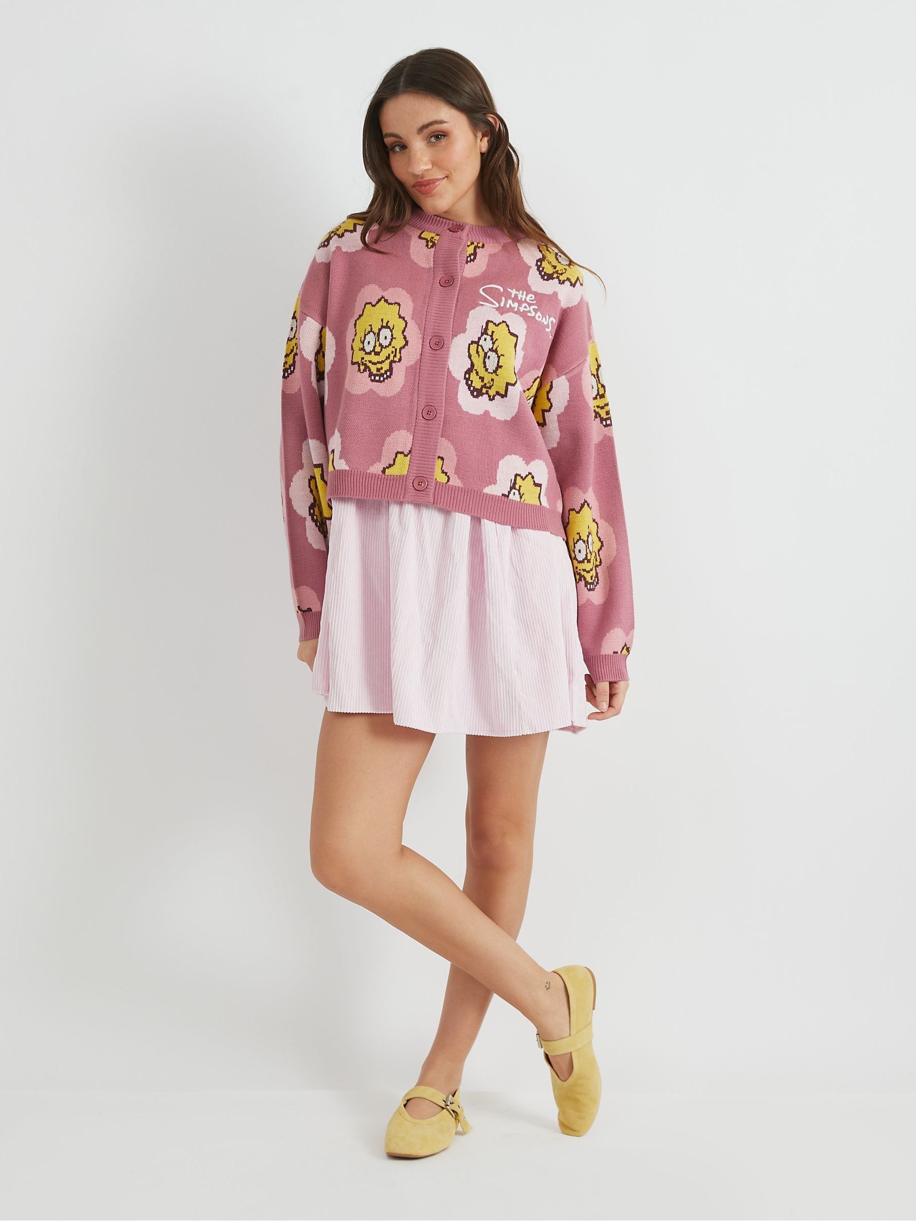 Buy Skinnydip Pink The Simpsons Lisa Flower Knitted Cardigan from