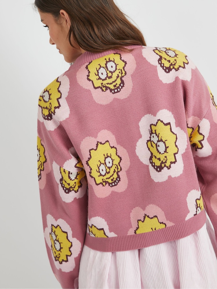 Skinnydip Pink The Simpsons Lisa Flower Knitted Cardigan - Image 4 of 4
