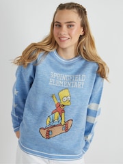 Skinnydip Blue The Simpsons Bart and Lisa Varsity Knitted Jumper - Image 1 of 4