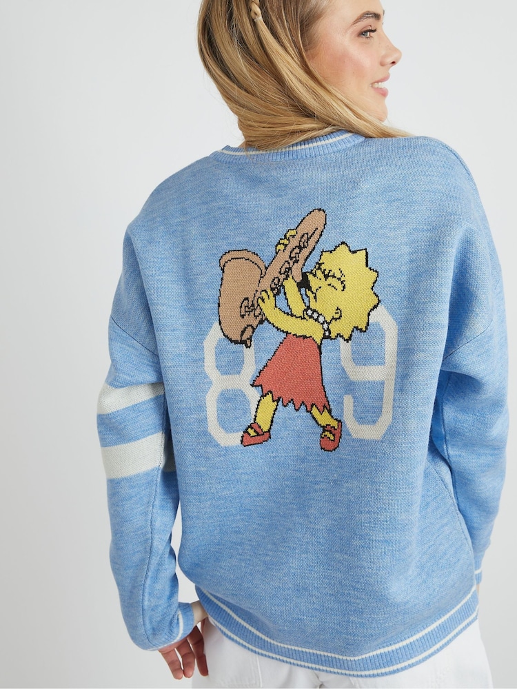 Skinnydip Blue The Simpsons Bart and Lisa Varsity Knitted Jumper - Image 2 of 4