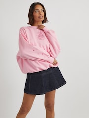 Skinnydip Pink Disney Embroidered Castle Sweatshirt - Image 1 of 4