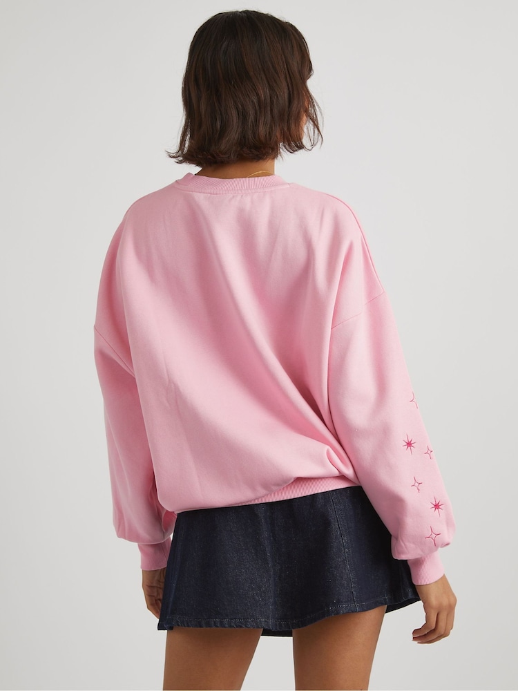 Skinnydip Pink Disney Embroidered Castle Sweatshirt - Image 2 of 4