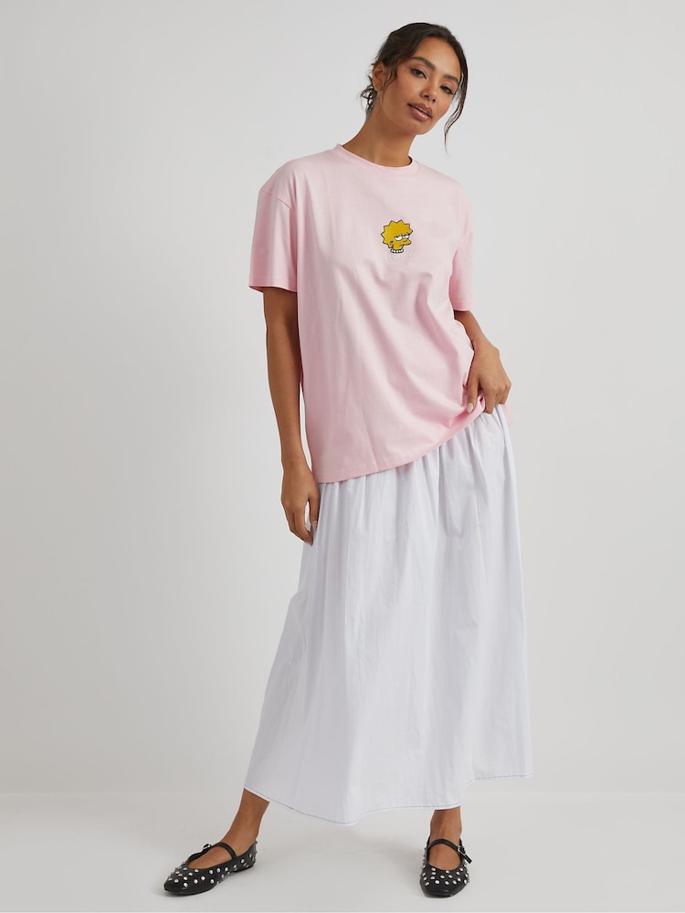 Skinnydip Pink The Simpsons Lisa Not in The Mood T-Shirt - Image 1 of 4