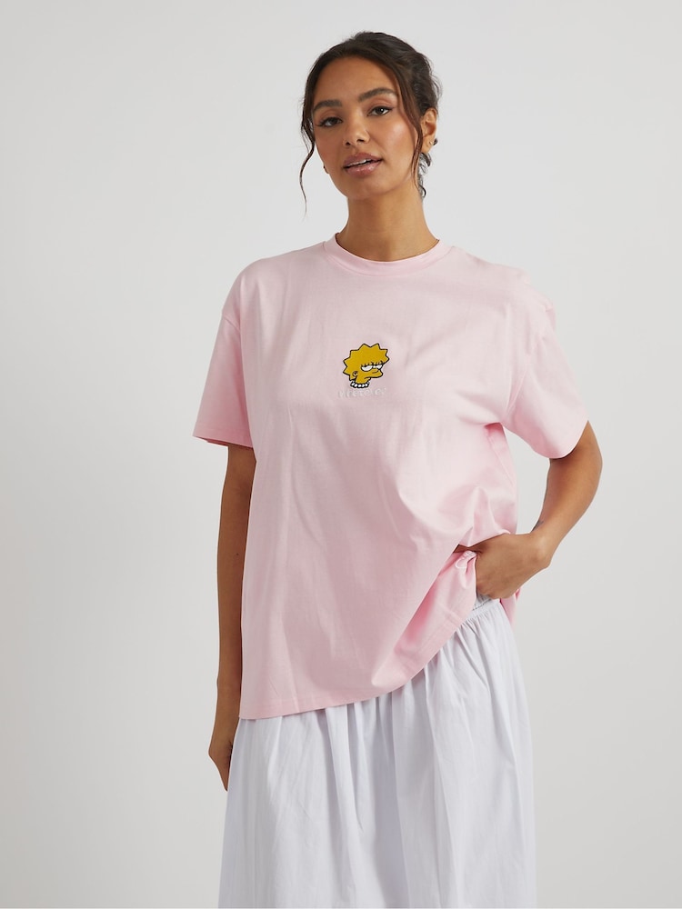 Skinnydip Pink The Simpsons Lisa Not in The Mood T-Shirt - Image 2 of 4