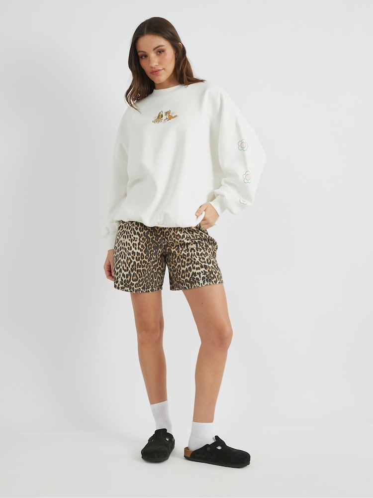 Skinnydip White Disney Fox & The Hound Flower Sweatshirt - Image 1 of 5