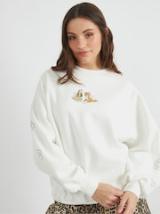 Skinnydip White Disney Fox & The Hound Flower Sweatshirt - Image 3 of 5