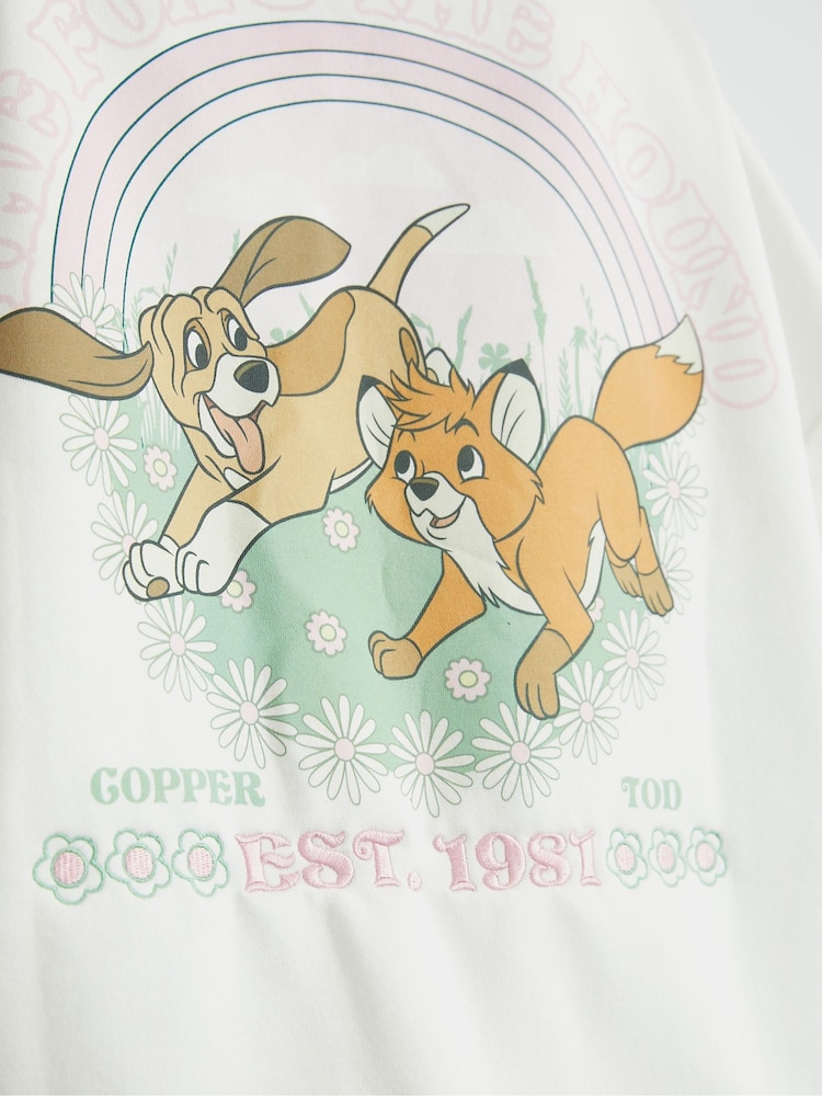 Skinnydip White Disney Fox & The Hound Flower Sweatshirt - Image 5 of 5 Skinnydip White Disney Fox & The Hound Flower Sweatshirt - Image 5 of 5