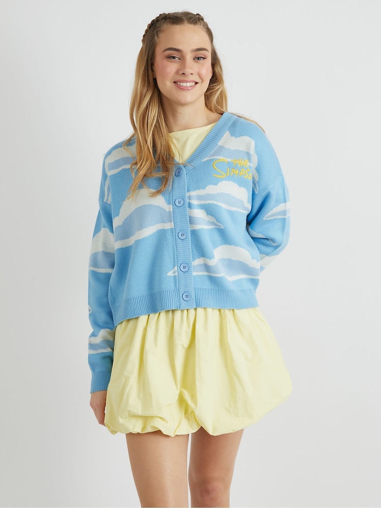 Skinnydip Blue The Simpsons Cloud Knitted Cardigan - Image 1 of 4 Skinnydip Blue The Simpsons Cloud Knitted Cardigan - Image 1 of 4