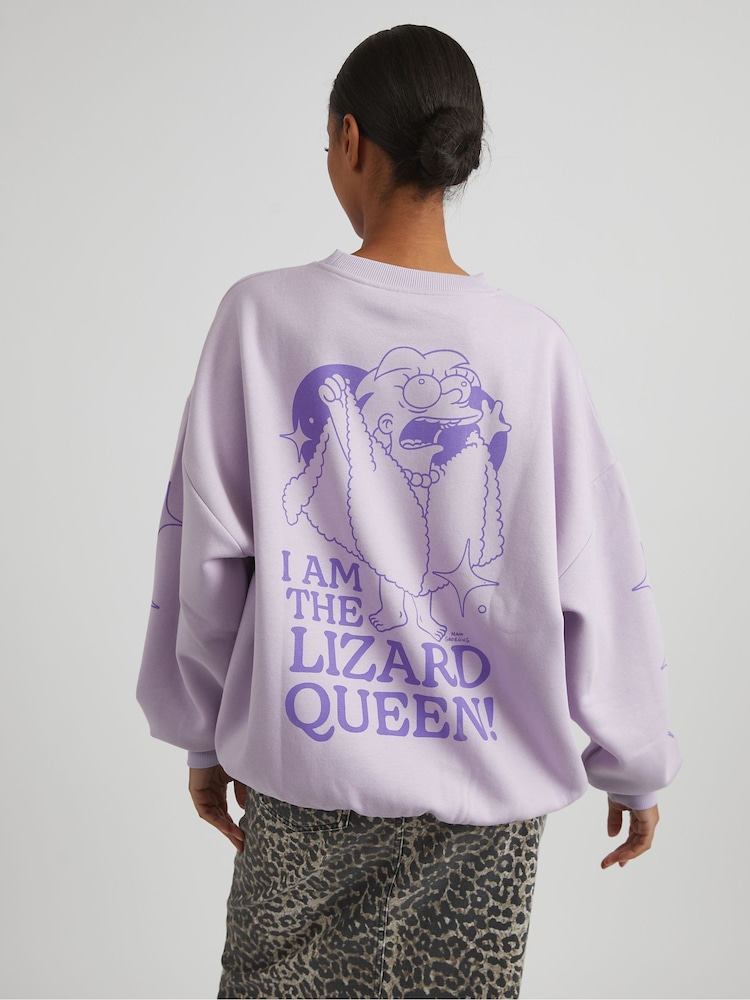 Skinnydip Purple The Simpsons Lizard Queen Sweatshirt - Image 4 of 4