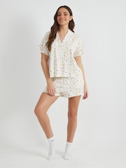 Skinnydip White Ditsy Fruit Shirt & Short Pyjamas Set - Image 1 of 6