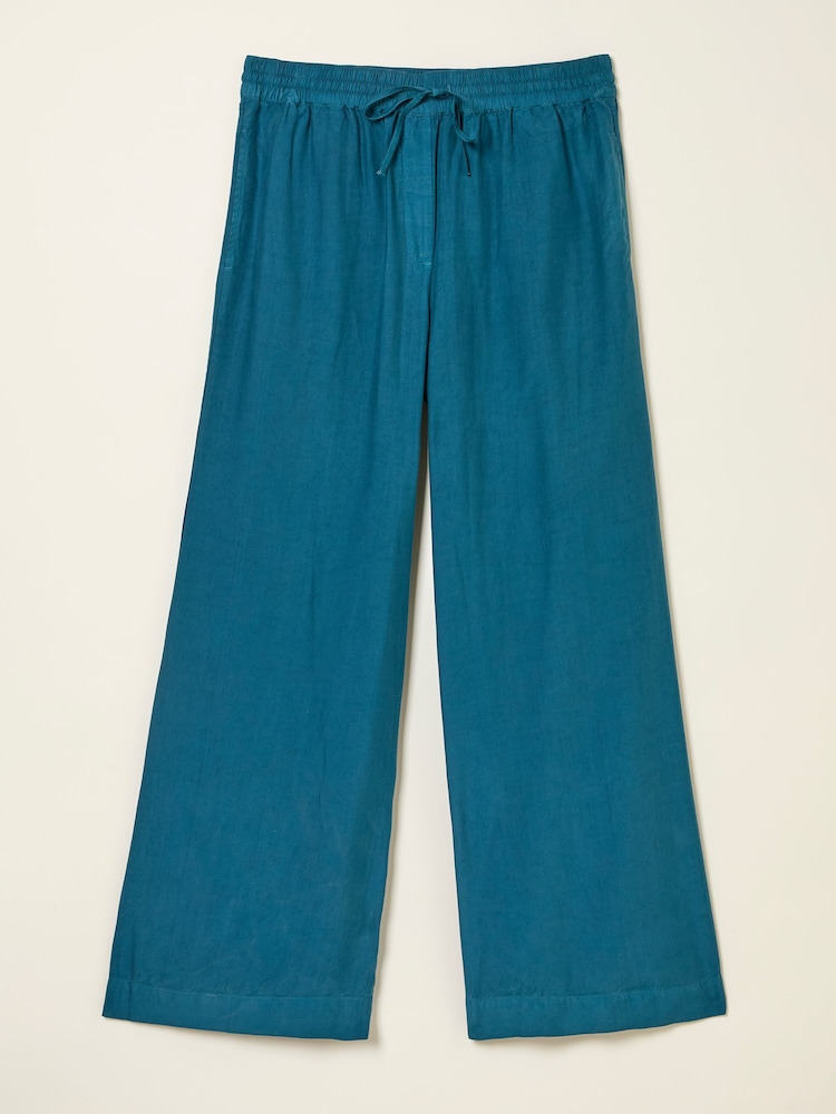 FatFace Luna Teal Blue Wide Leg Trousers - Image 1 of 1