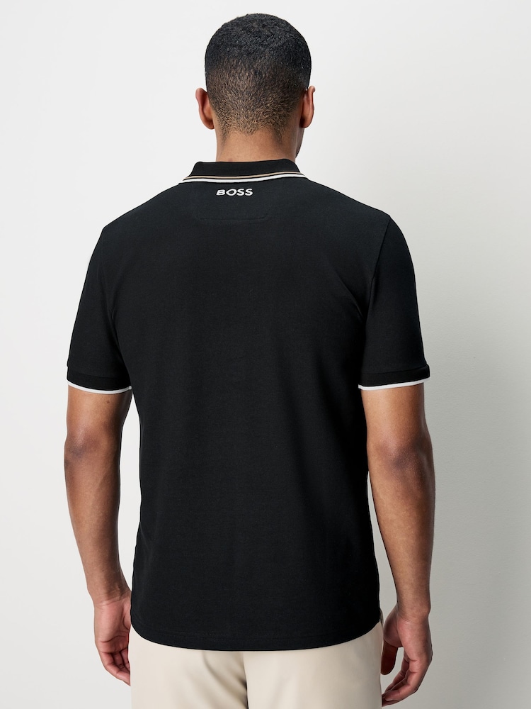 أسود - BOSS Paddy Pro Tipped Collar Polo Shirt - صورة 2 من 5 أسود - BOSS Paddy Pro Tipped Collar Polo Shirt - صورة 2 من 5