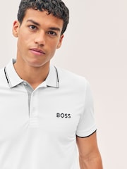 BOSS White Paddy Pro Tipped Collar Polo Shirt - Image 3 of 5
