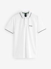 BOSS White Paddy Pro Tipped Collar Polo Shirt - Image 5 of 5