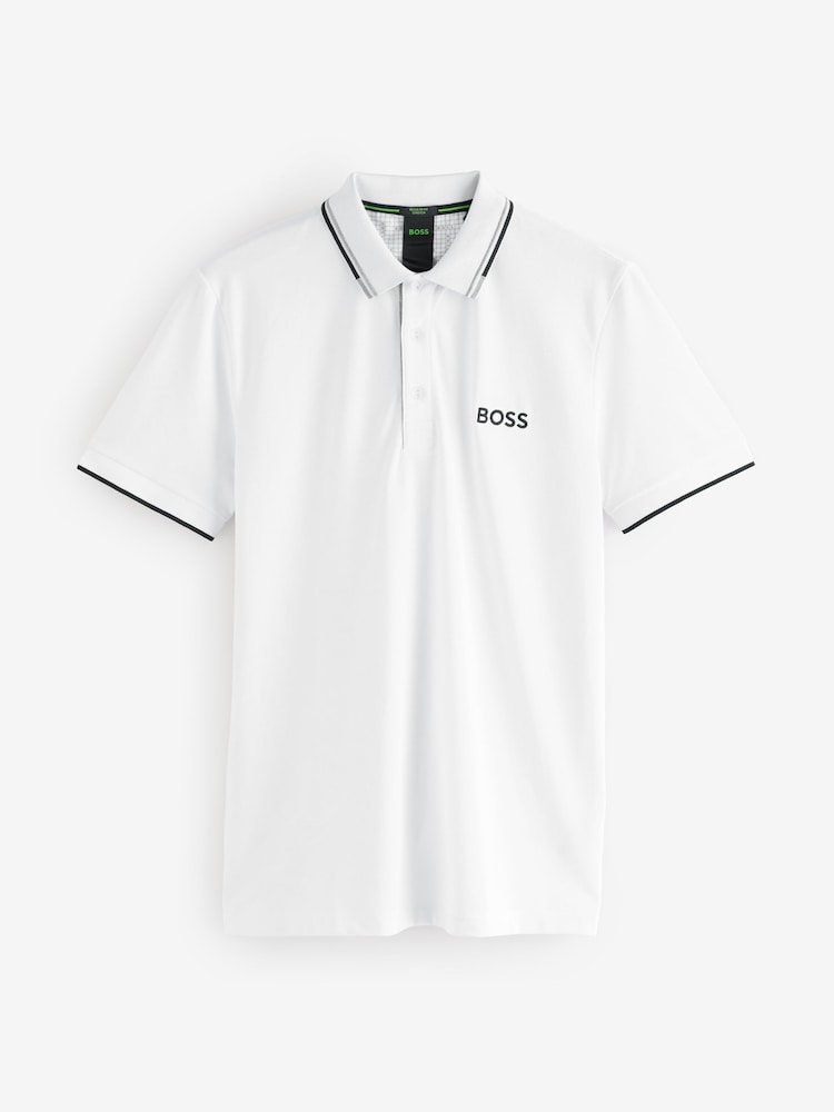 BOSS White Paddy Pro Tipped Collar Polo Shirt - Image 5 of 5