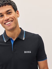 BOSS Navy Paddy Pro Tipped Collar Polo Shirt - Image 3 of 4