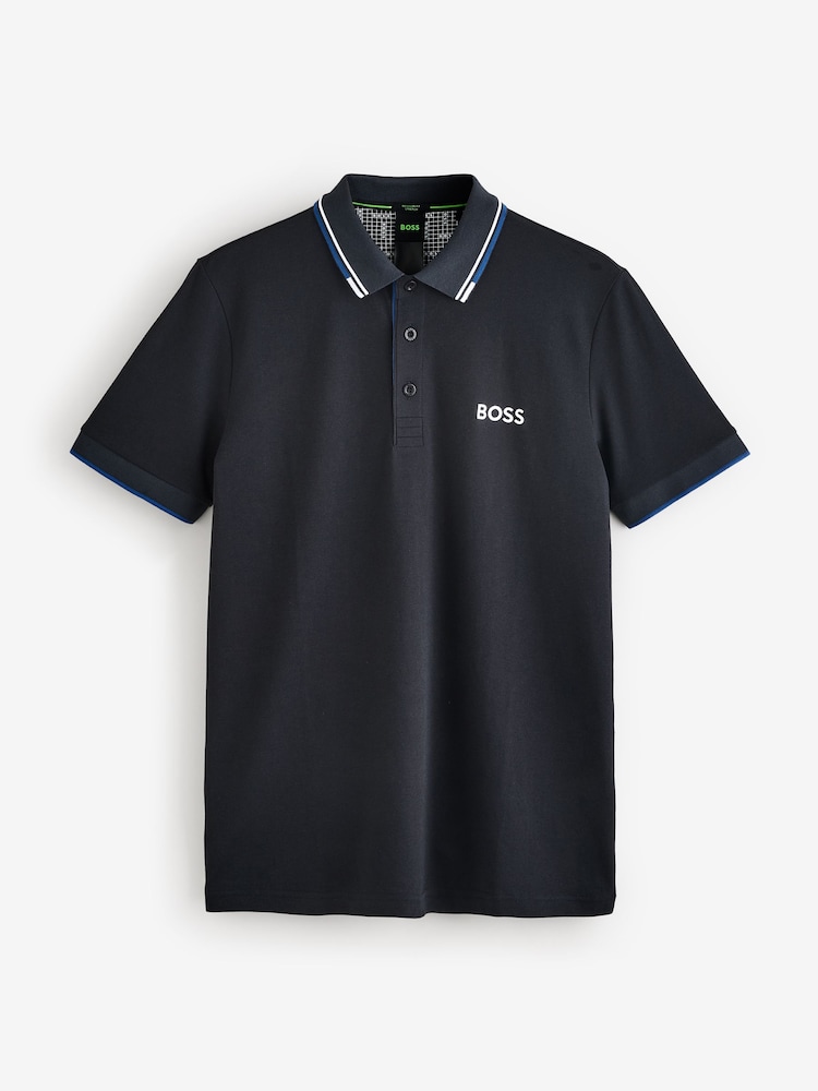 BOSS Navy Paddy Pro Tipped Collar Polo Shirt - Image 4 of 4