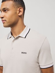 Сірий - BOSS Regular Fit Paddy Tipped Collar Polo Shirt - Image 4 of 5
