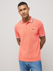 برتقالي - BOSS Regular Fit Paddy Tipped Collar 100% Cotton Polo Shirt - صورة 1 من 1