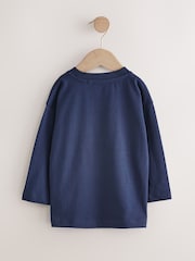 Navy Blue Tractor Long Sleeves Semi Plain T-Shirt (3mths-7yrs) - Image 2 of 6