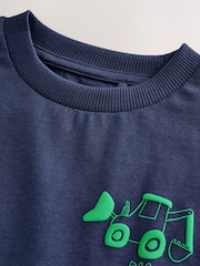 Navy Blue Tractor Long Sleeves Semi Plain T-Shirt (3mths-7yrs) - Image 3 of 6