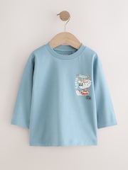 Blue Noodle Up Long Sleeve Back Print T-Shirt (3mths-7yrs) - Image 1 of 4