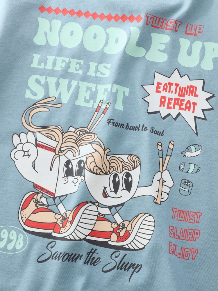 Blue Noodle Up Long Sleeve Back Print T-Shirt (3mths-7yrs) - Image 4 of 4
