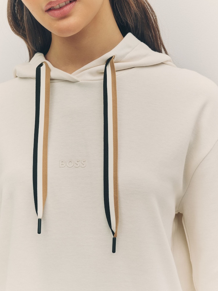 BOSS White Signature Stripe Jersey Hoodie - Image 3 of 4