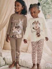 Ecru/Brown Minnie Mouse Snuggle Pyjamas 2 Pack (9mths-12yrs) - Image 1 of 10