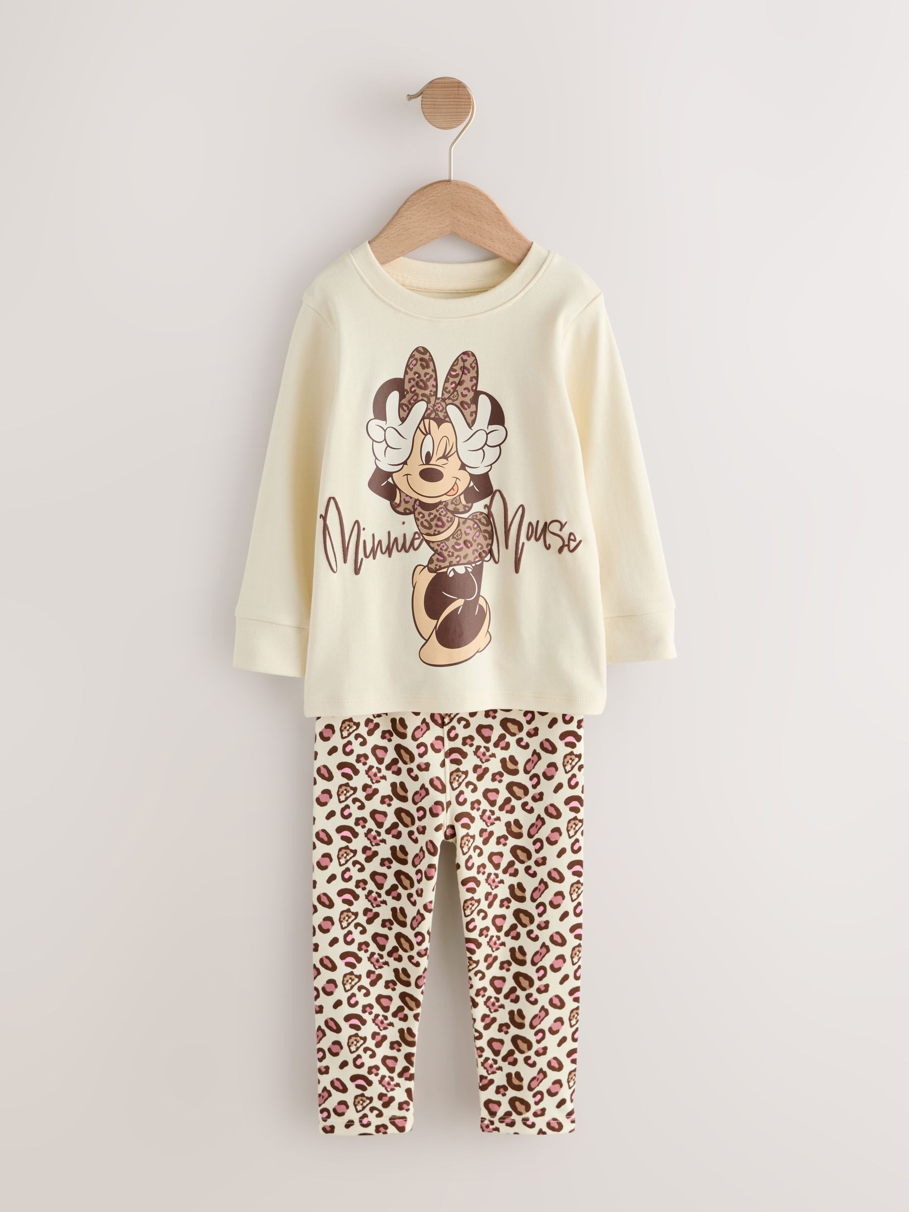 mimi Buy Ecru/Brown Minnie Mouse Snuggle Pyjamas 2 Pack (9mths-12yrs