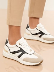 Lipsy White Chunky Wedge with Gold Heel Clip Sports Trainers - Image 1 of 5
