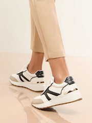 Lipsy White Chunky Wedge with Gold Heel Clip Sports Trainers - Image 4 of 5
