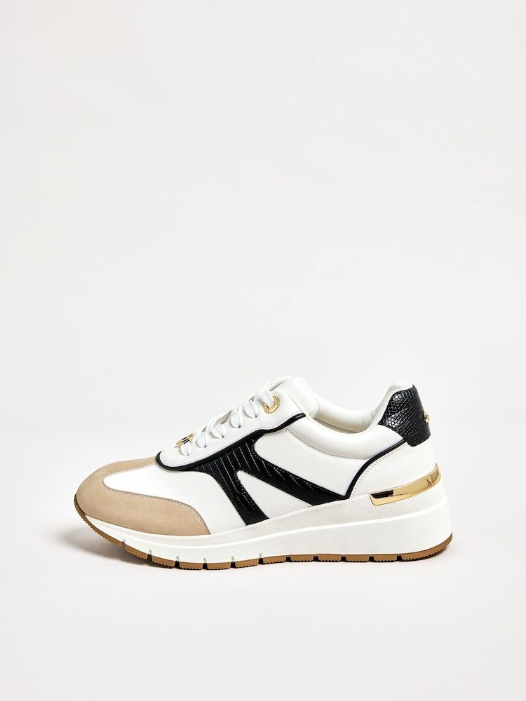 Lipsy White Chunky Wedge with Gold Heel Clip Sports Trainers - Image 5 of 5