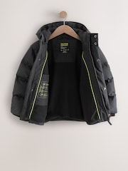 Black Waterproof Fleece Lined Padded Coat (3-17yrs) - Image 9 of 12