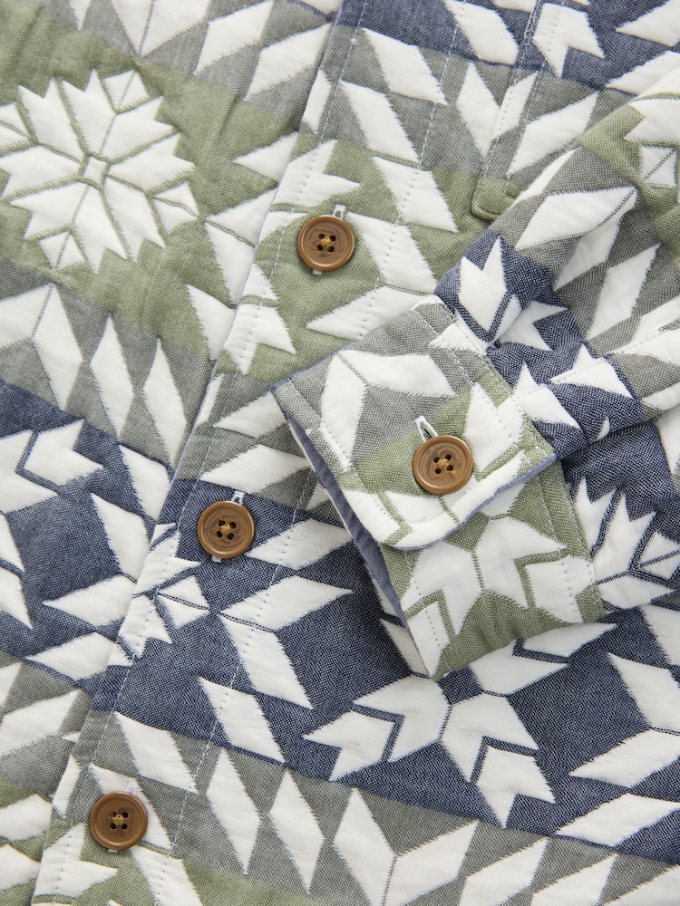 Green Navajo Style Padded Shacket - Image 8 of 8